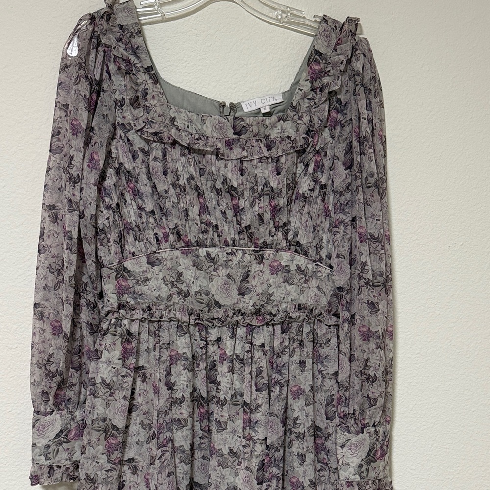 Ivy City Co Lavender Floral Long Sleeve Maxi Dress - Picture 2 of 6